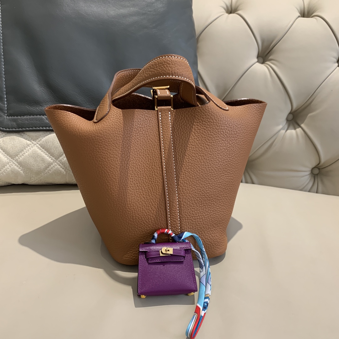 에르메스 피코탄18 골드브라운 금장 끌레망스 가죽